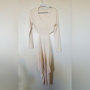 BP. Cutout Long Sleeve Rib Midi Dress in Pink Whisper Women's Size Small